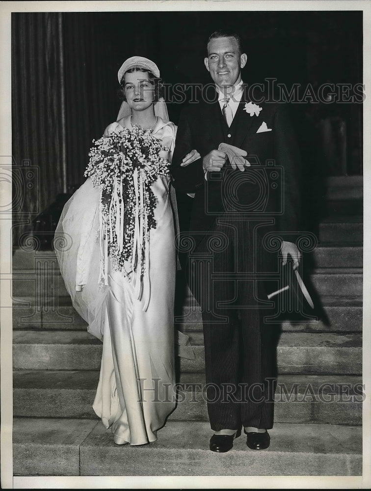 1934 Press Photo Virginia Douglas Weds Edward Rotan, Douglas Bomeiser, New York