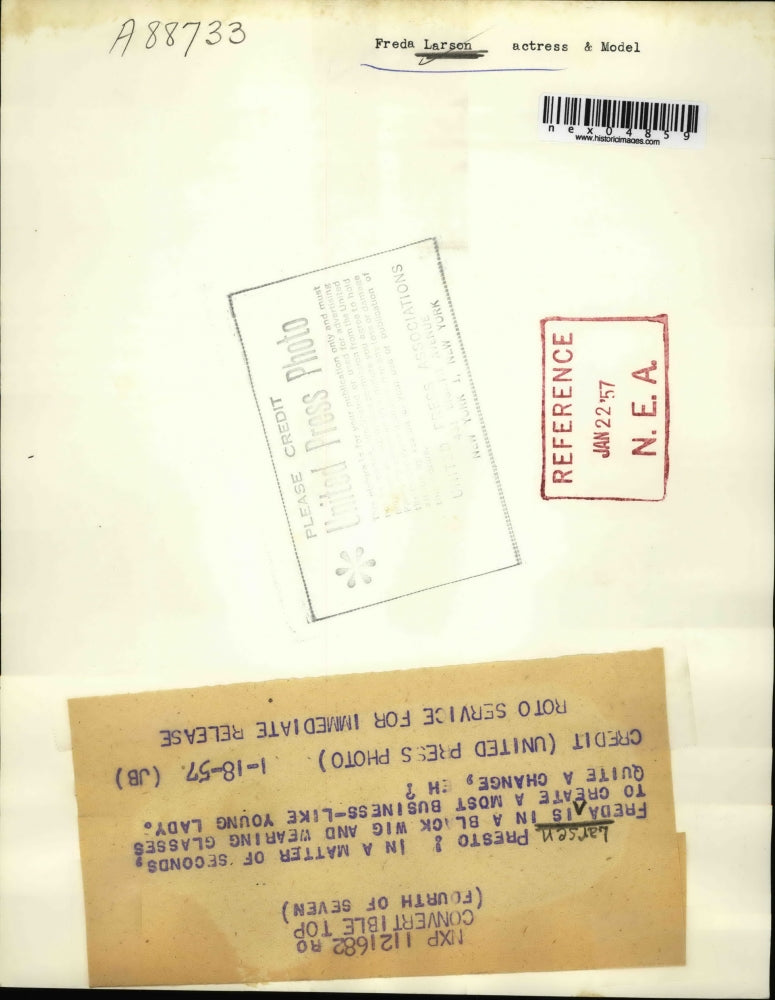 1957 Press Photo Freda Larsen with Her Business Look