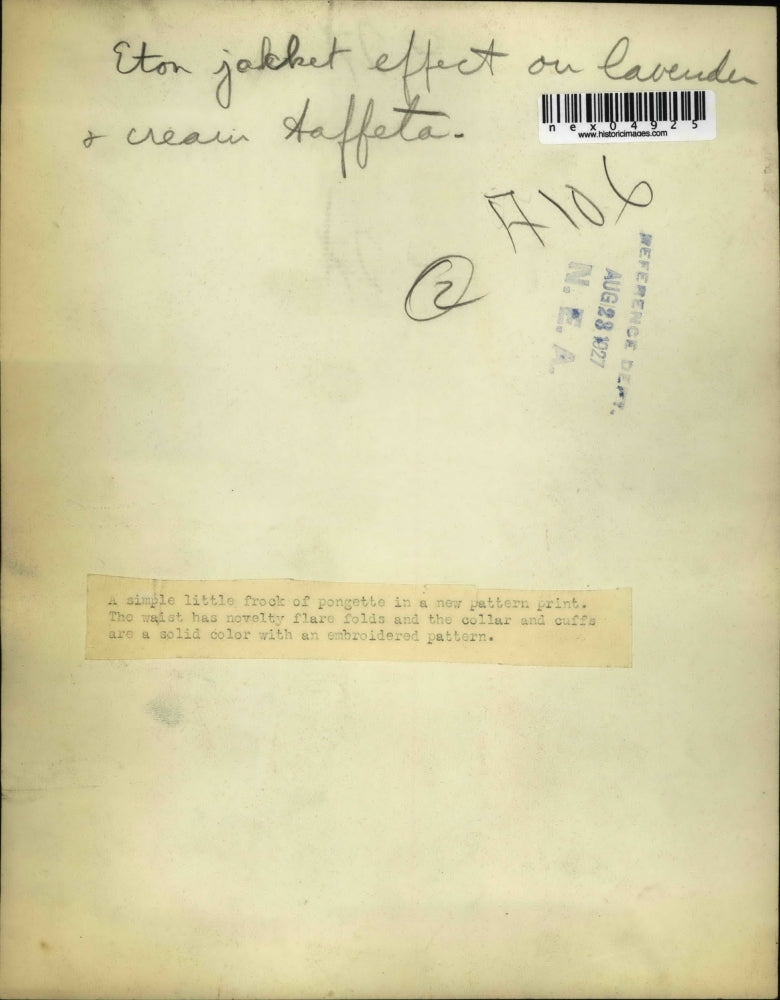 1927 Press Photo Frock of Pongette New Pattern Print - nex04925