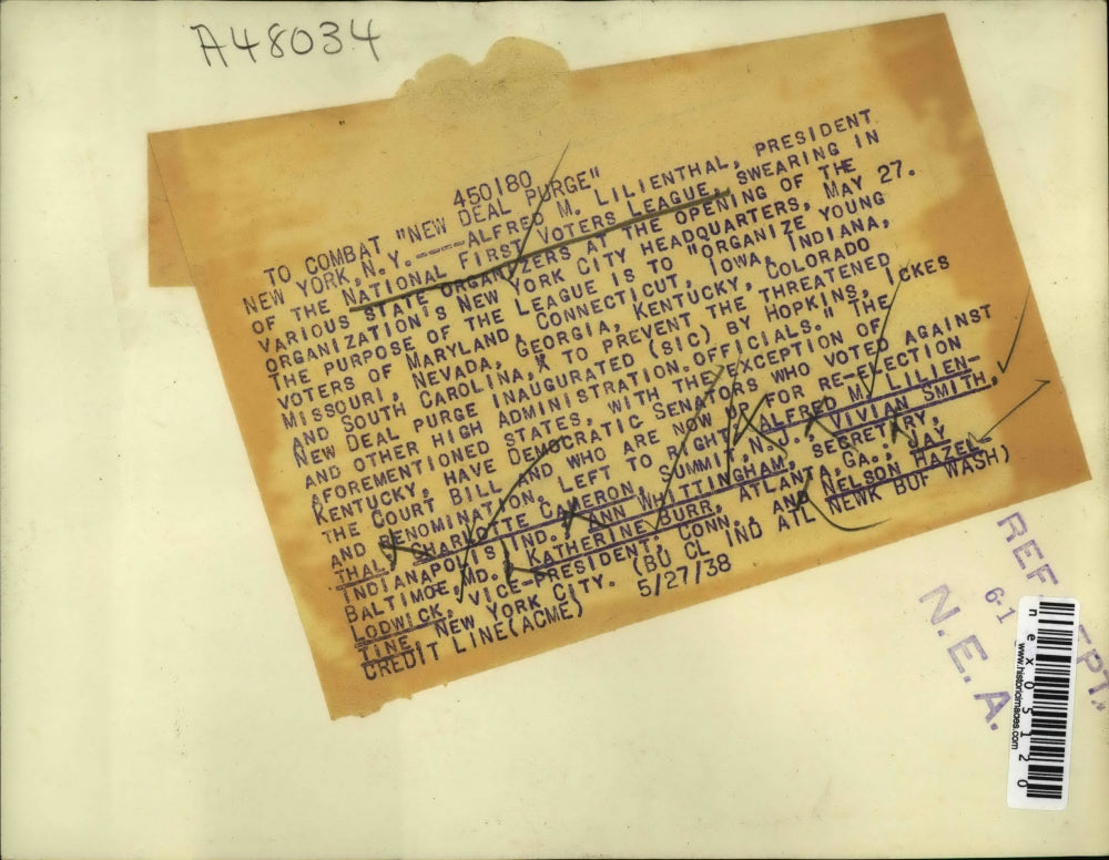 1938 Press Photo Alfred M. Lilienthal, National First Voters League, C. Cameron