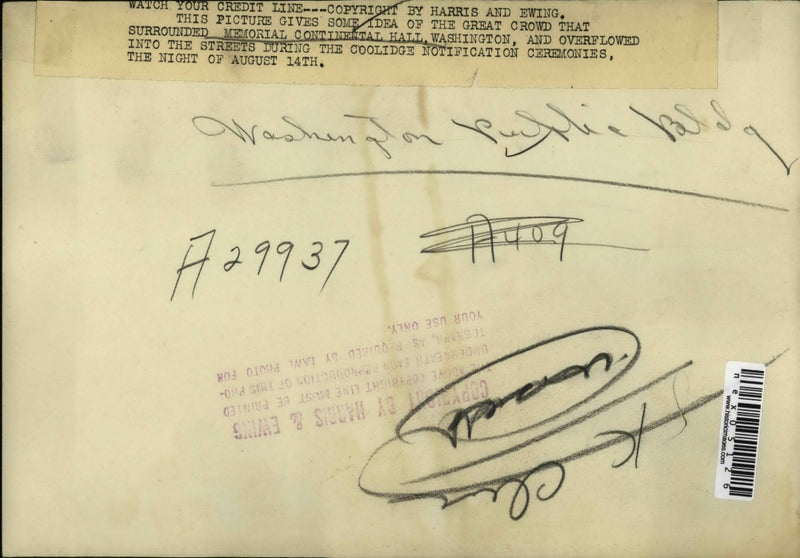 Load image into Gallery viewer, Press Photo Memorial Continental Hall, Washington, D.C., Coolidge Cermonies
