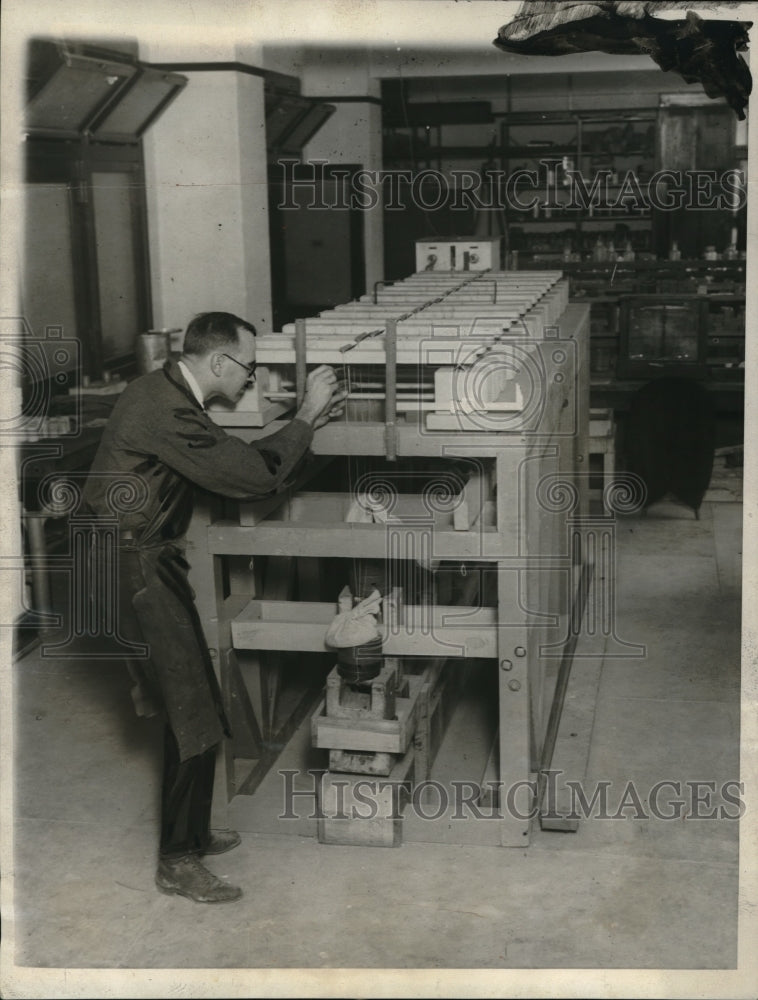 1923 Press Photo H Dutton Of US Bureau of Standards Tests Cuban Tombstones