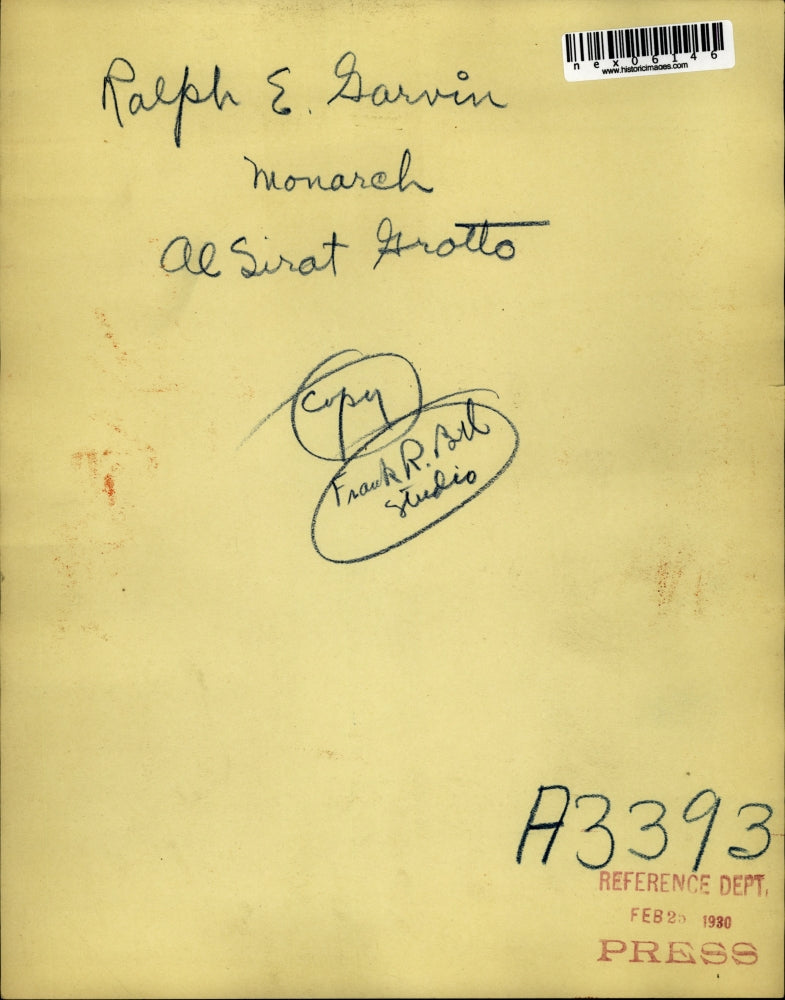 1930 Press Photo Ralph E. Garvin, Monarch, Al Sirat Grotto - nex06146