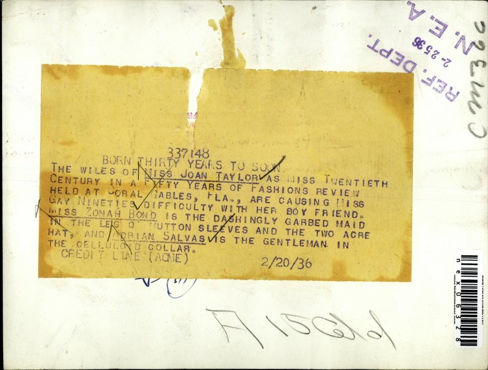 1936 Press Photo Joan Taylor, Zonah Bond and Adrian Salvas