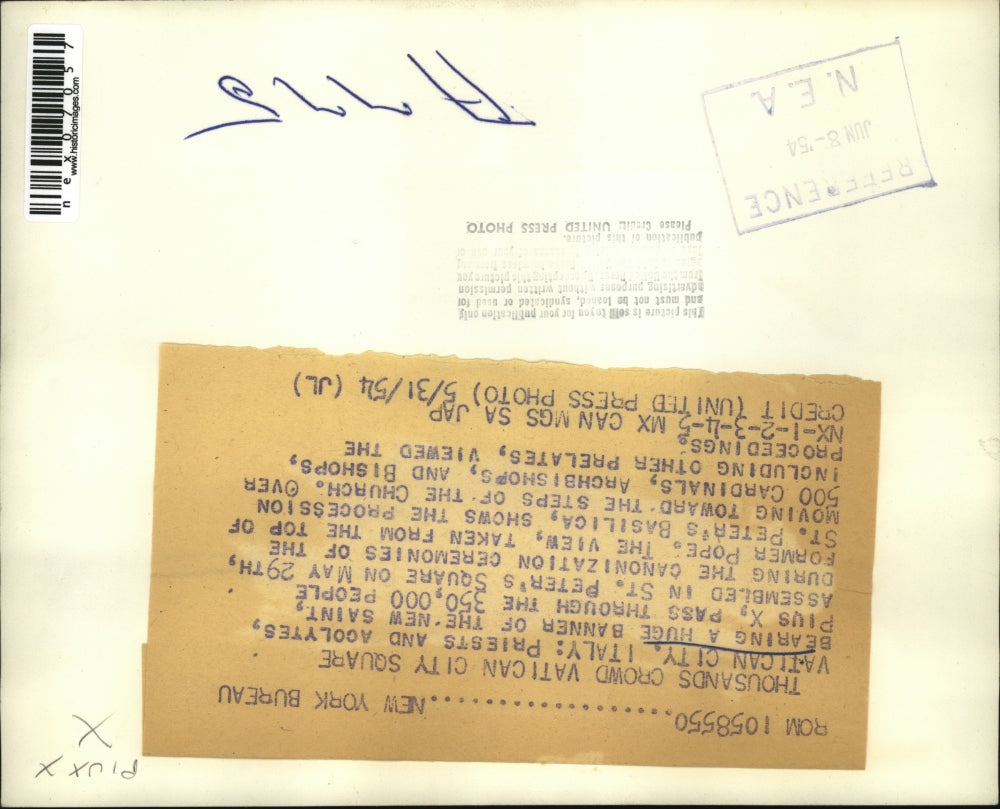 1954 Press Photo Vatican City Italy Pius X Saintship Ceremony - nex07057