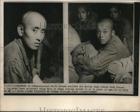 Press Photo North Korean Soldiers Captured Being Held In Taegu- Historic Images