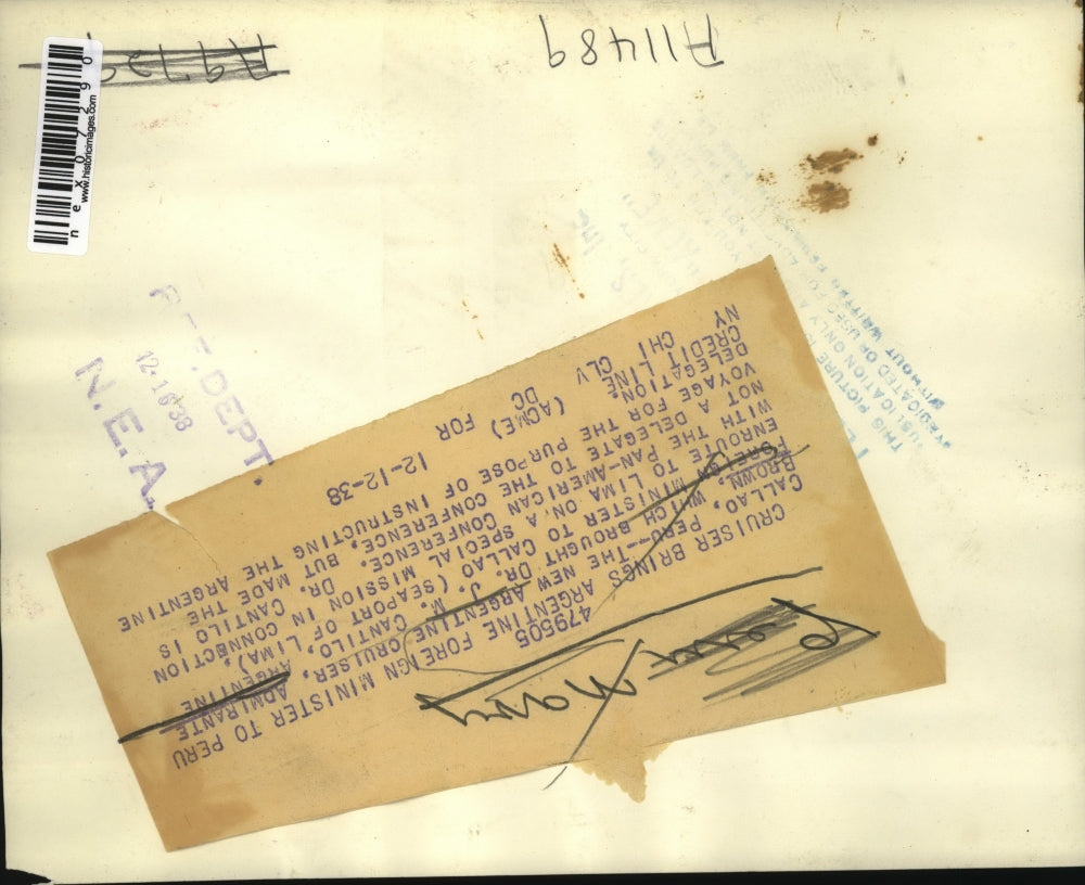 1938 Press Photo The new Argentine Cruiser, Admirante Brown which brought