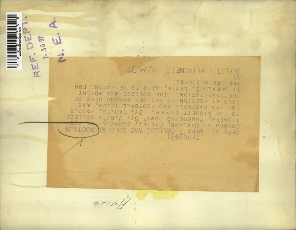 1937 Press Photo St Marys College Sold At Auction - nex07358