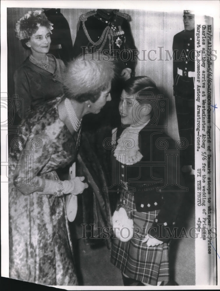 1960 Press Photo London Queen Ingrid Of Denmark And Prince Charles Of England