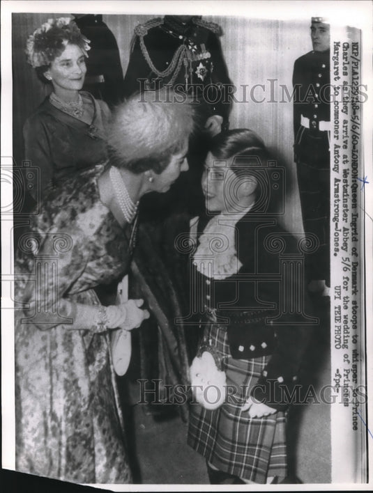 1960 Press Photo London Queen Ingrid Of Denmark And Prince Charles Of England