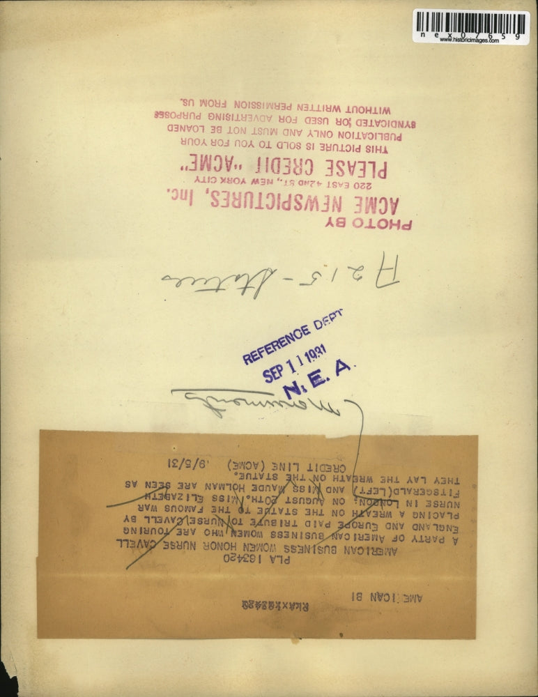 1931 Press Photo Maude Holman Brussels Dawn Nurse Cavell Memorial Europe