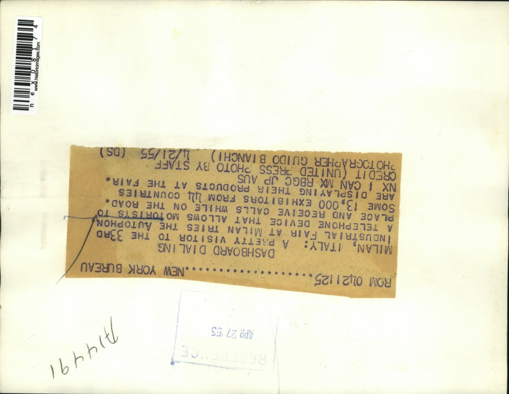 1955 Press Photo A visitor trying the Autophone during the 33rd industrial fair