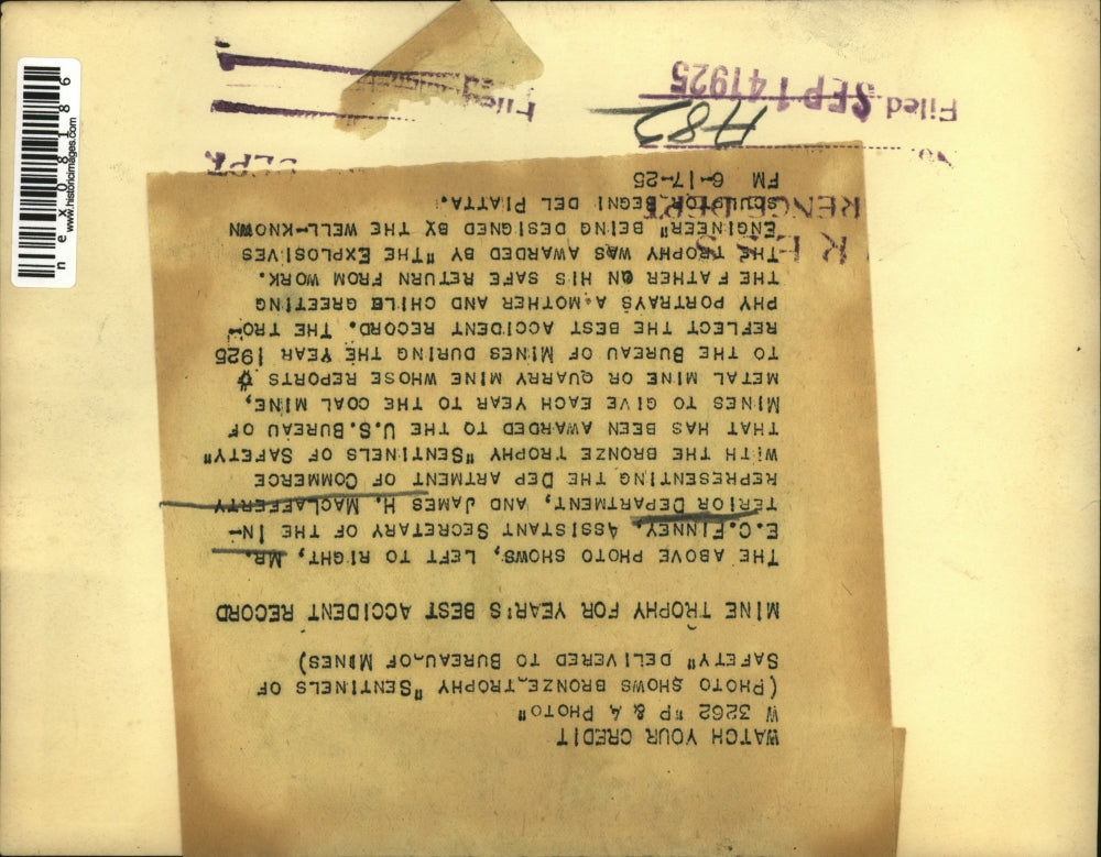 1925 Press Photo E. C. Finney , Asst. Sec. of the Interior Dept. & James H.