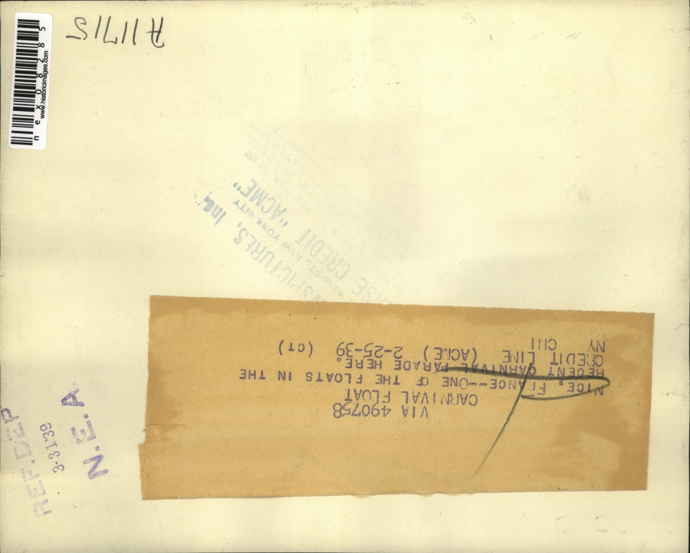 1939 Press Photo Carnival Float Nice France