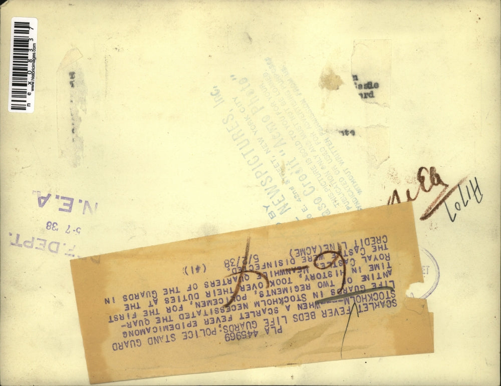 1938 Press Photo Stockholm Sweden Guards Outside The Royal Castle