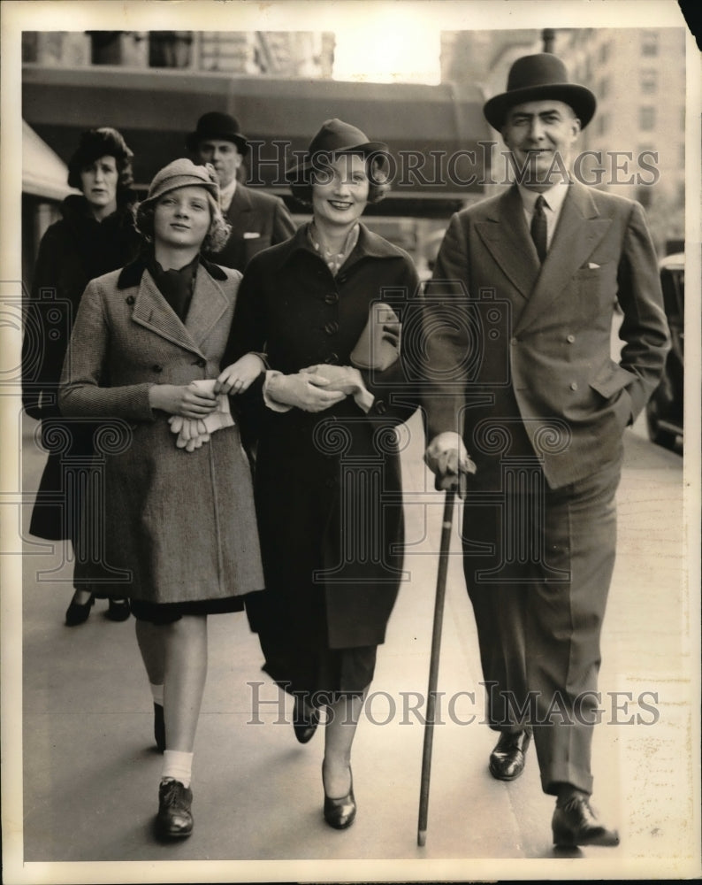 1936 Press Photo Miss Katherine Dunscombe, Mrs. Duncan Dunscombe, Mr.Clinton