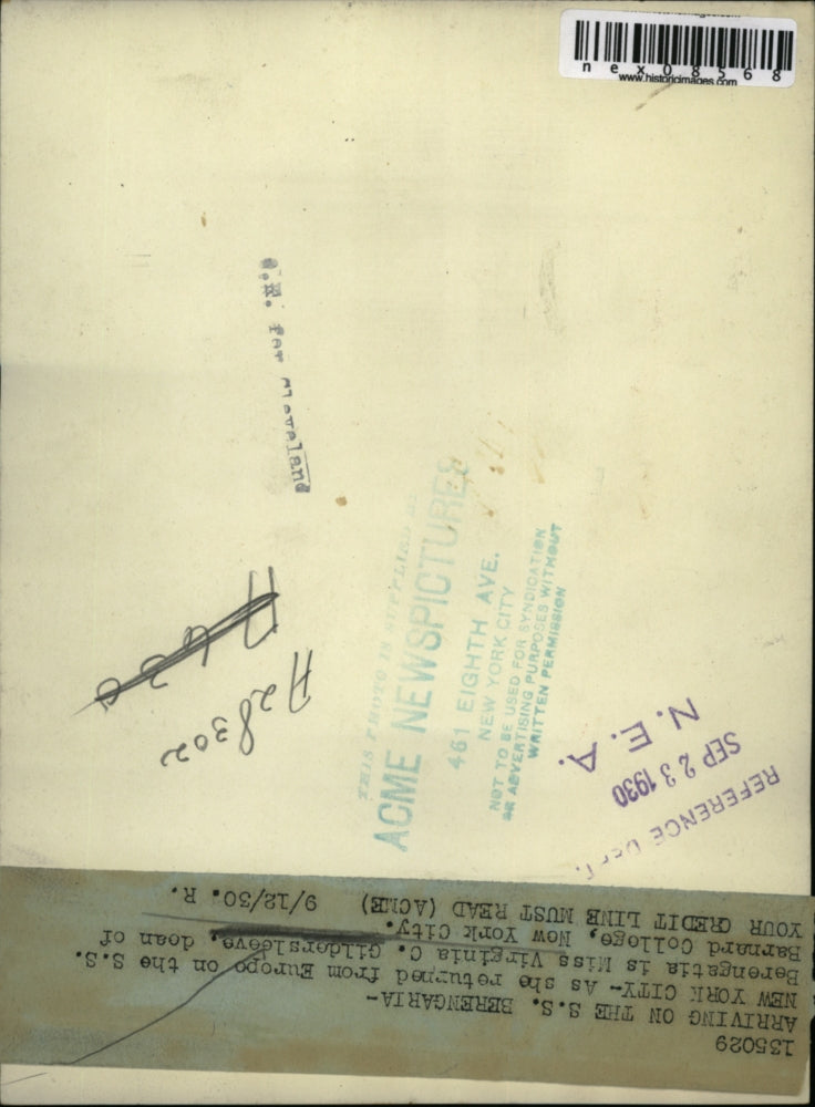 1930 Press Photo NYC, Miss Virginia C Gildersleeve, dean of Barnard College