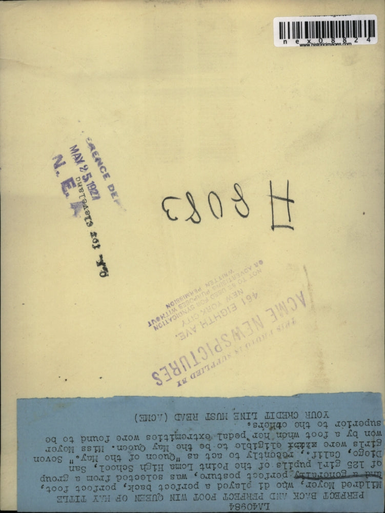 1924 Press Photo Mildred Moyer Point Loma High School San Diego May Queen