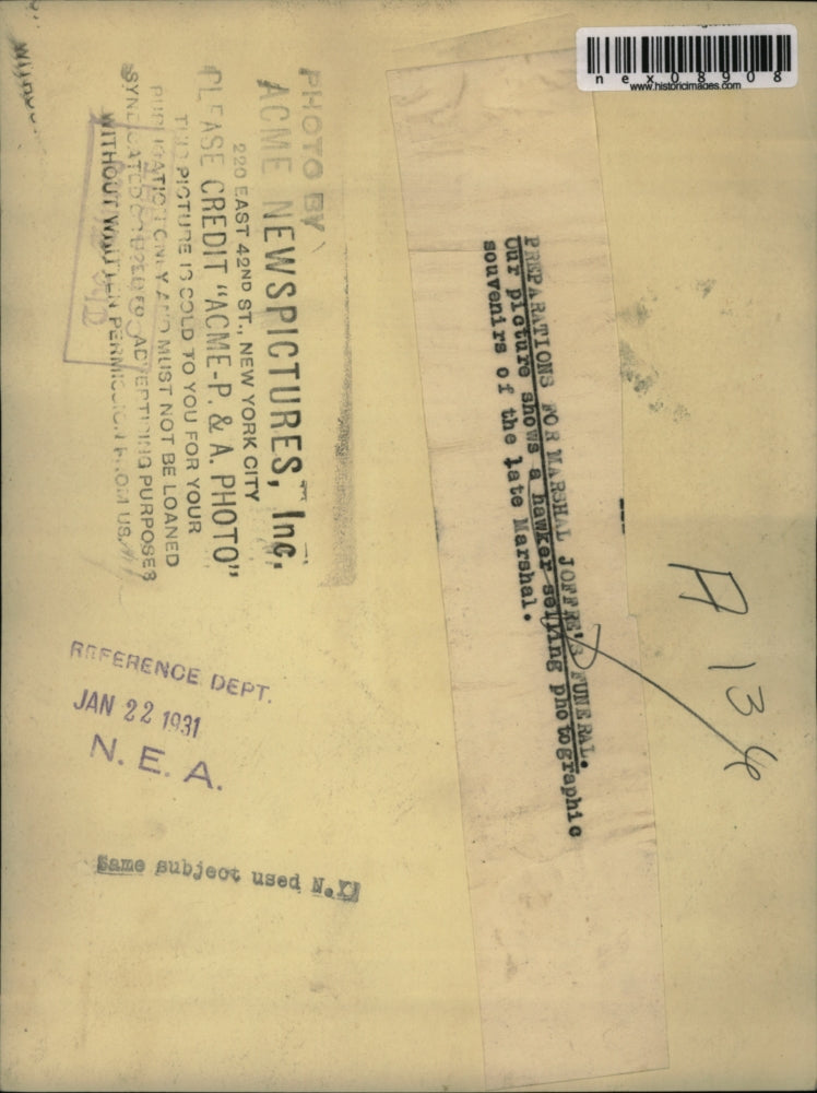 1931 Press Photo Preparations for Marshal Joffre's funeral