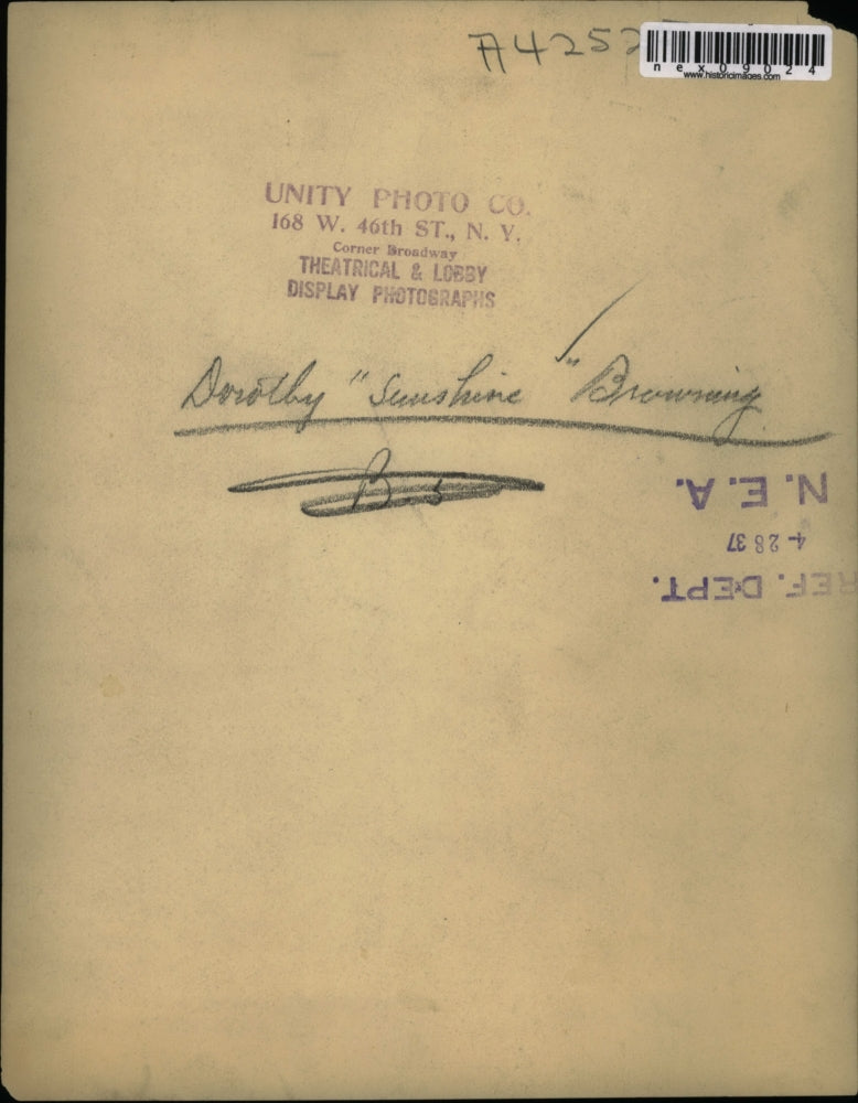 1937 Press Photo Dorothy Sunshine Browning - nex09024