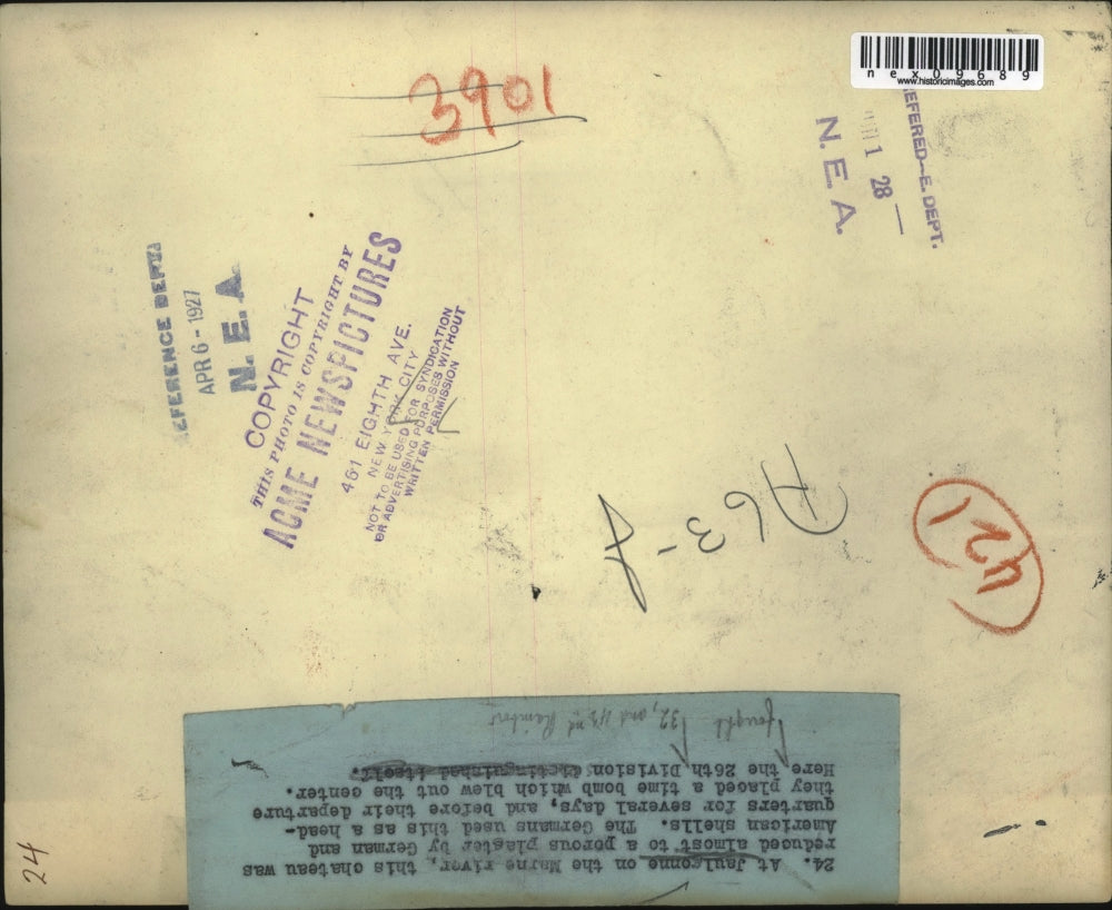 1927 Press Photo Jaulgenne On Mayne River Destroyed By German Shells - nex09689