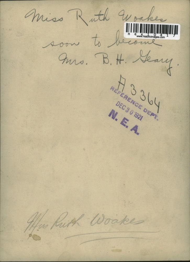 1921 Press Photo Ruth Woakes Married B.H. Geary