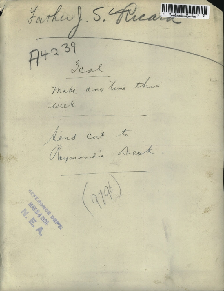 1926 Press Photo Religious Astronomer With Telescope Father JS Picard