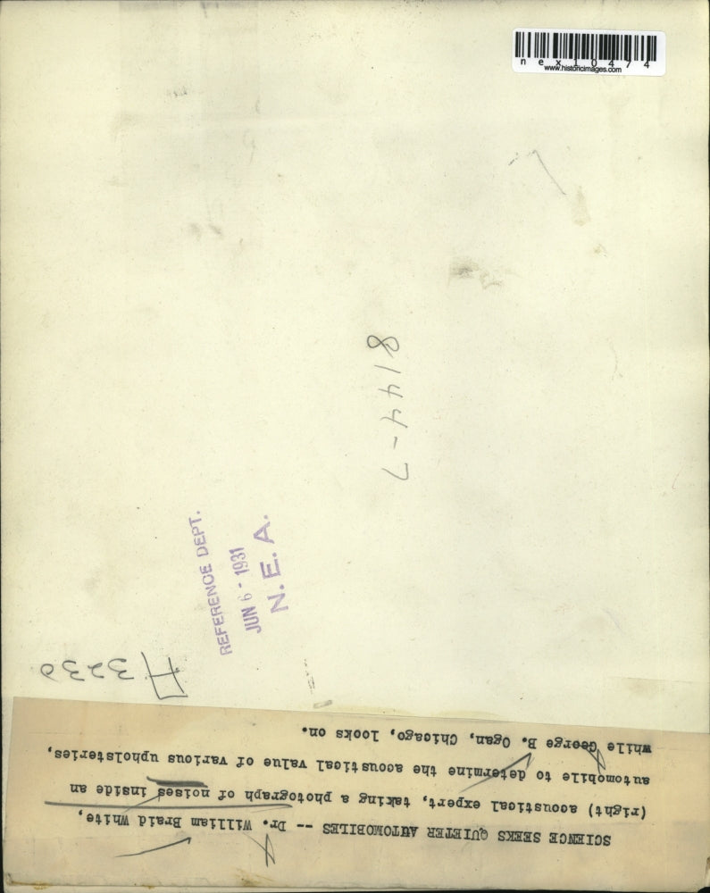 1931 Press Photo Dr. Will Braid White and George Ogan Look at Auto Motor