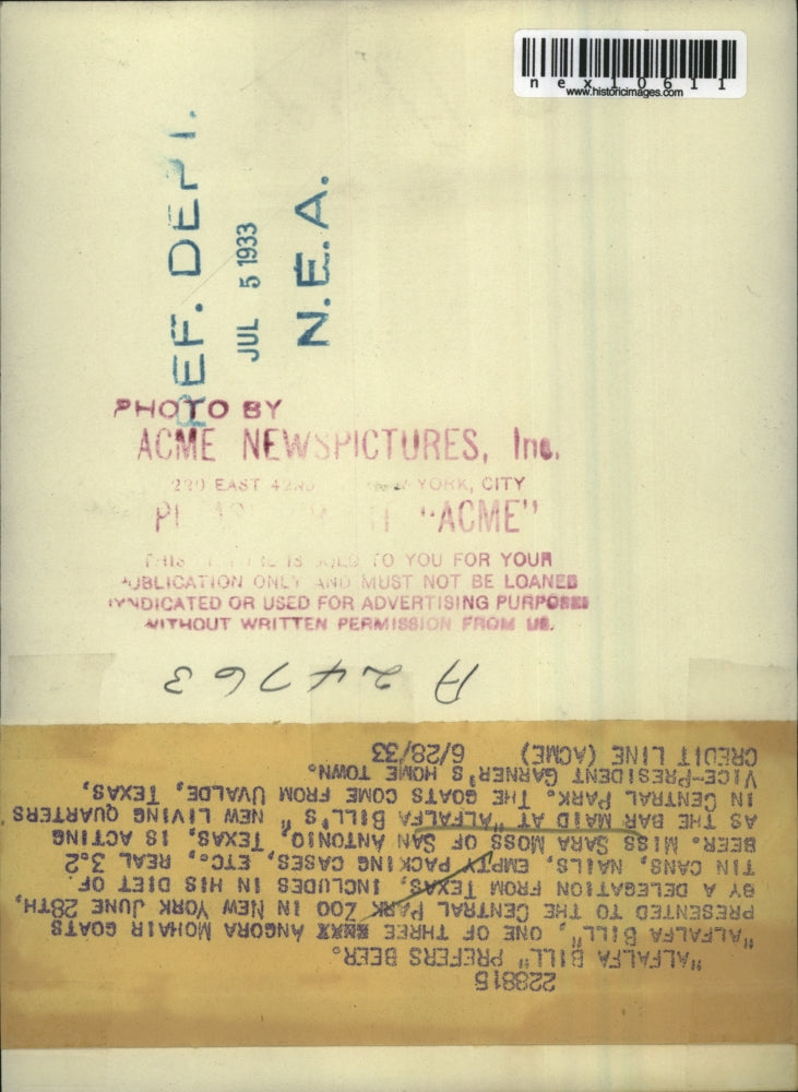 1933 Press Photo Sara Moss with Central Park Zoo goat, Alfalfa Bill - nex10611