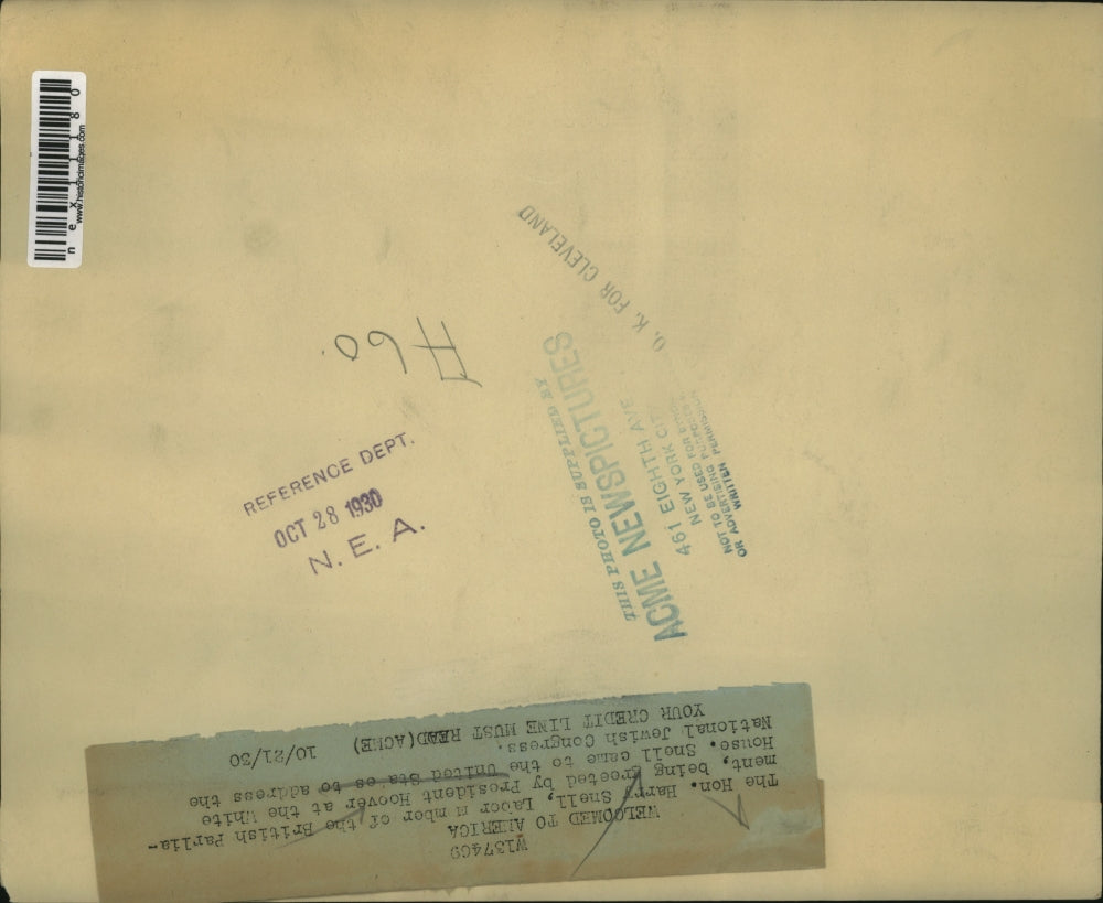 1930 Press Photo Britain's Harry Snell visits President Hoover at Whitehouse