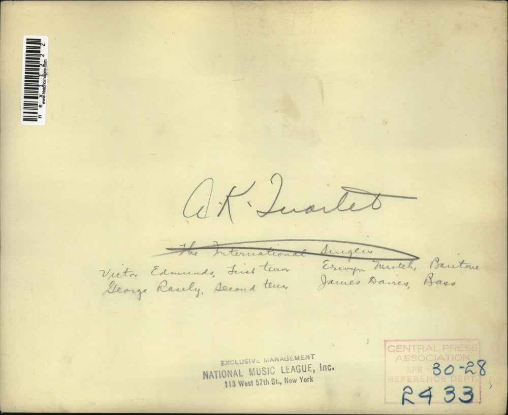 1928 Press Photo A.K. Quartet