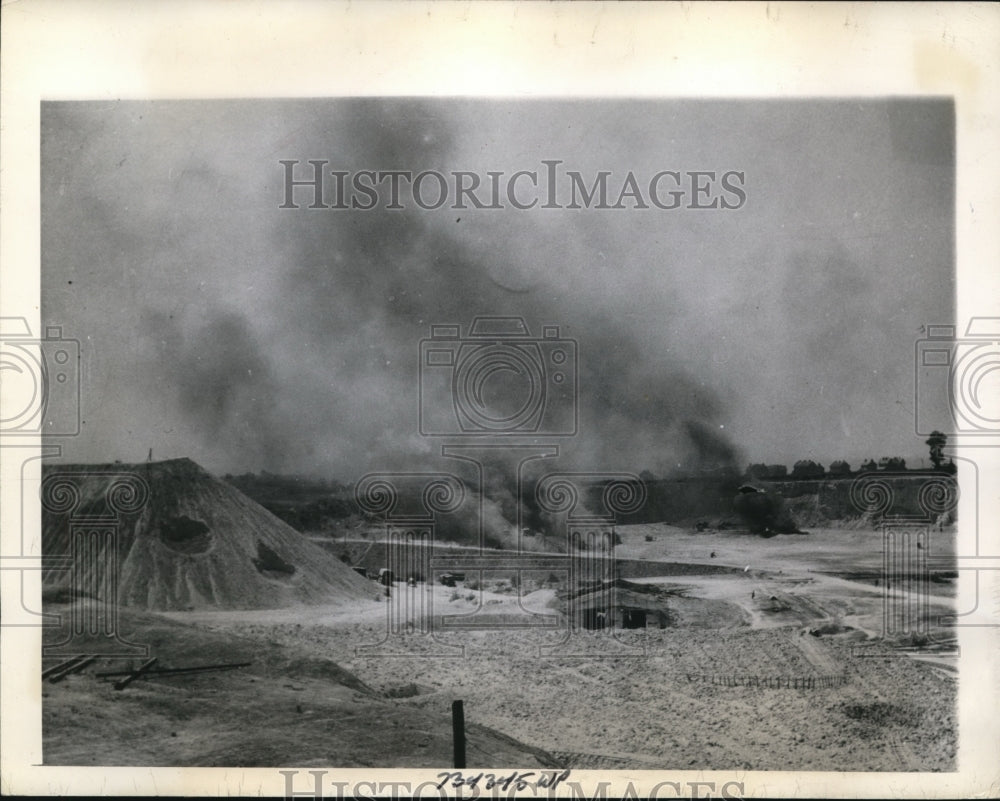 1944 Press Photo RAF Bombers Fell Short Their Mark & Hit Canadian Trucks
