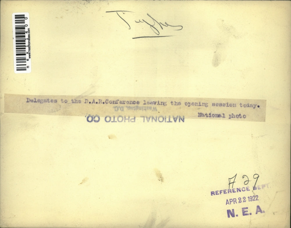 1922 Press Photo Delegates to D.A.R. conference