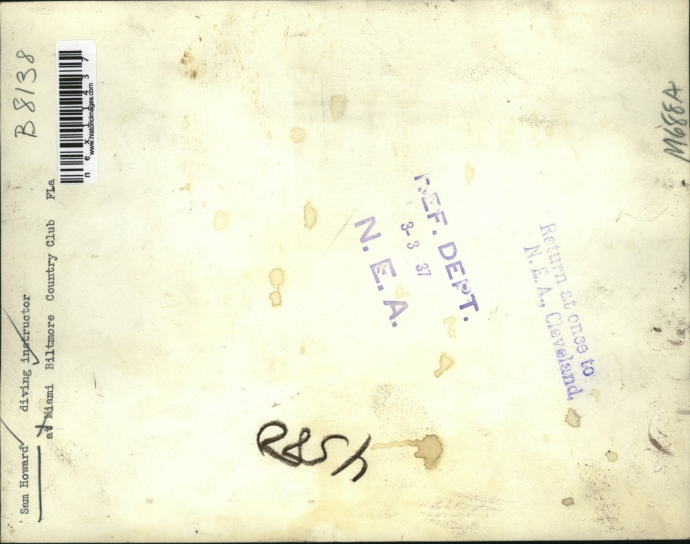 1937 Press Photo Sam Howard Diving Instructor At Miami Biltmore Country Club