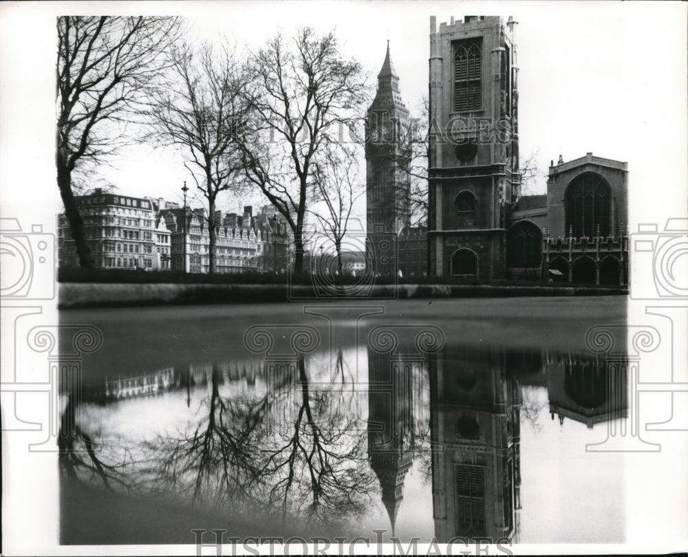 1961 Press Photo London's Big Ben & St. Margaret's Church Westminster