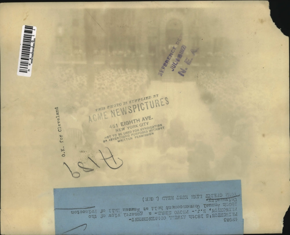 1927 Press Photo Princeton's 180th Annual Commencement