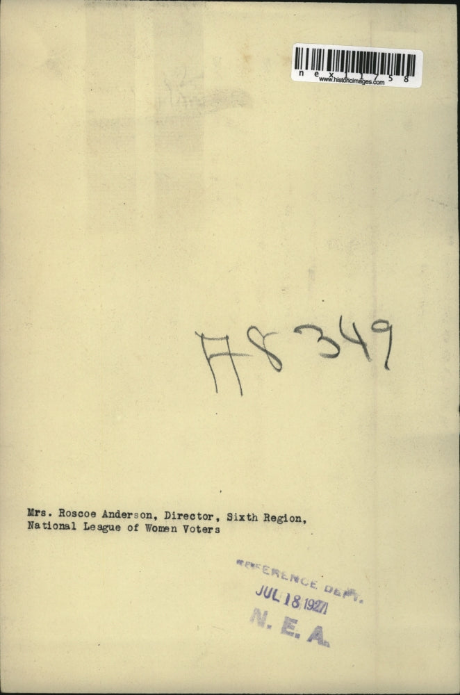 1927 Press Photo Mrs. Roscoe Anderson, National League of Women Voters