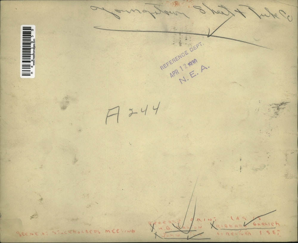 1930 Press Photo Youngstown Sheet & Tube Co. Stockholders Meeting