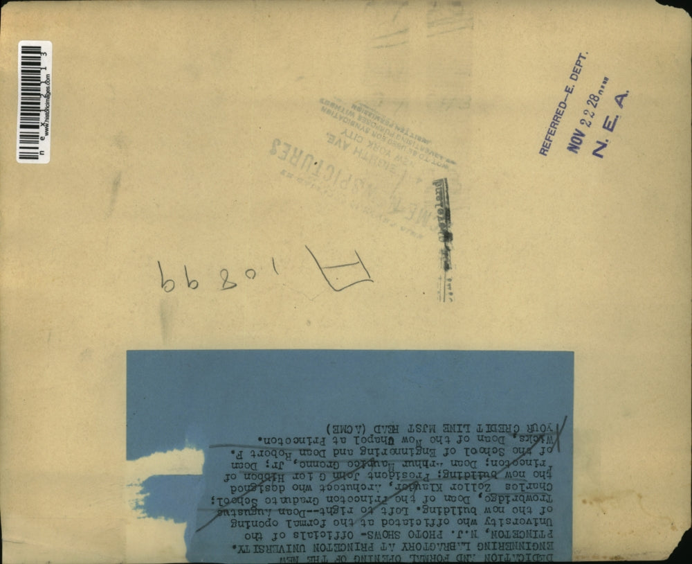 1928 Press Photo Engineering Lab Dedication Princeton A Trowbridge Z Klauder