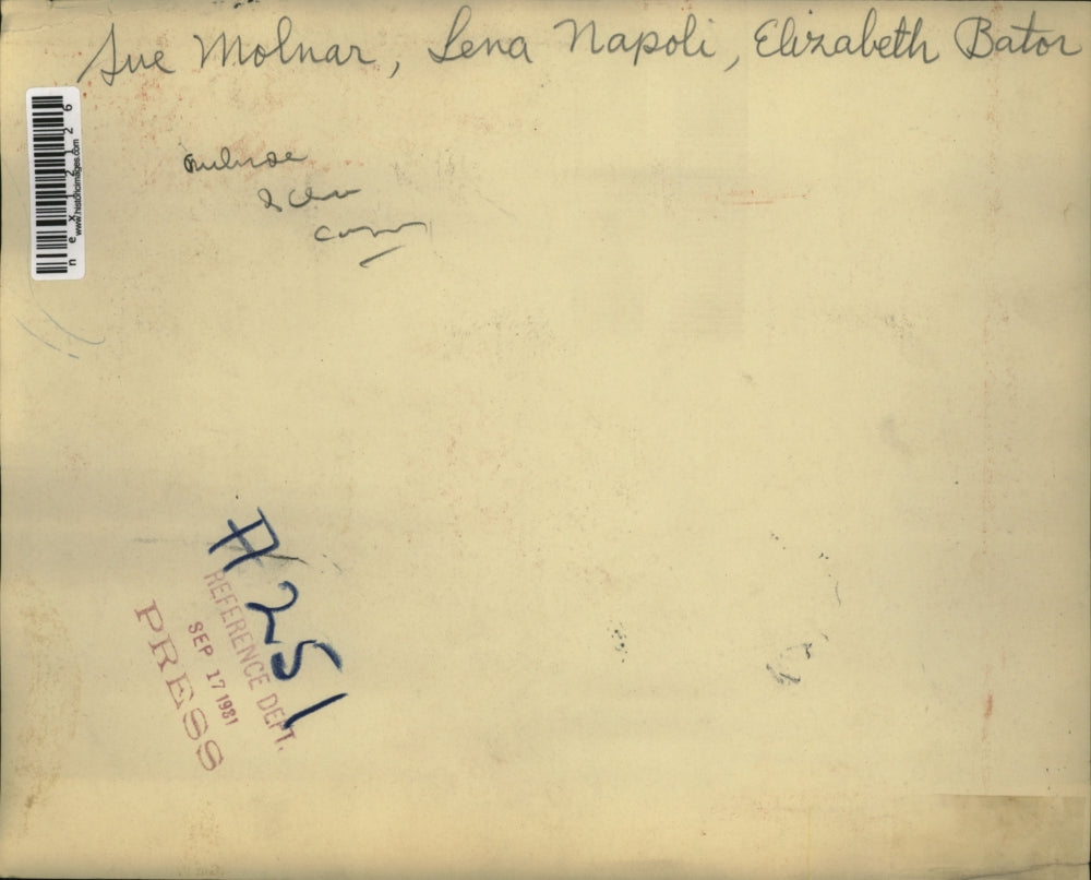 1931 Press Photo Sue Molnar, Lena Napoli, Elizabeth Bator working in kitchen