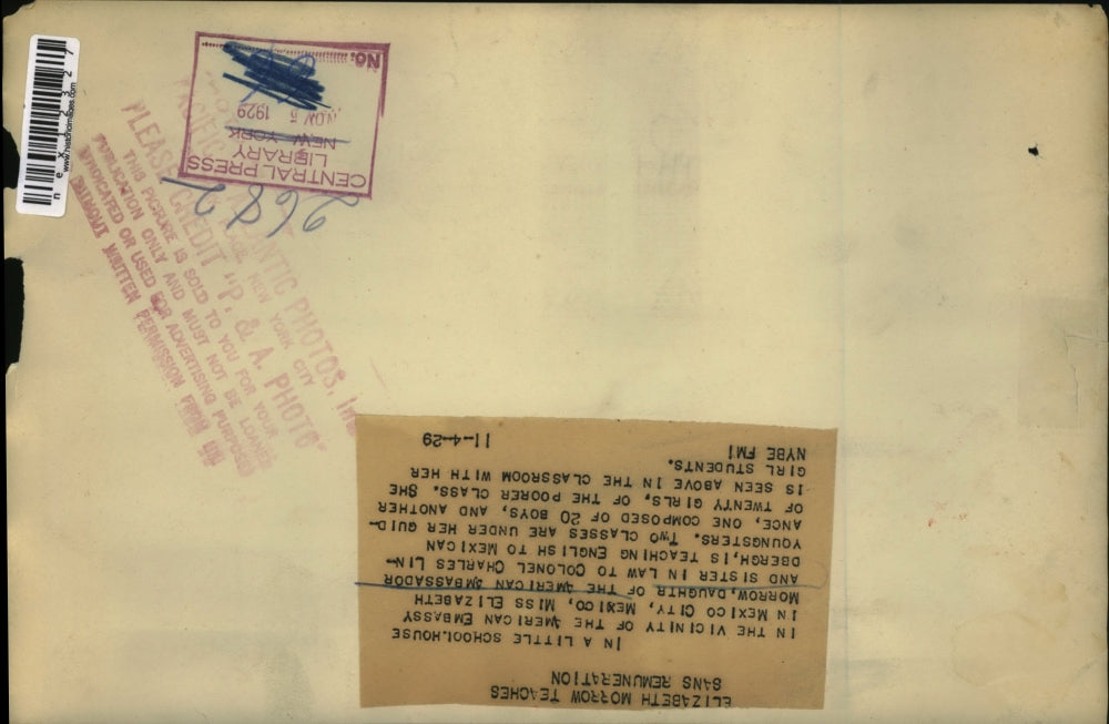 1929 Press Photo Elizabeth Morrow, Teaching English To Mexican Children