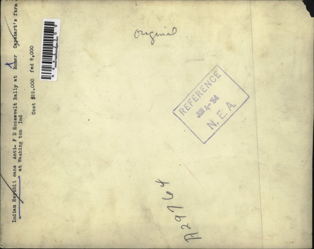 1954 Press Photo Indiana Republicans Anti FDR Rally At Homer Capeharts Farm