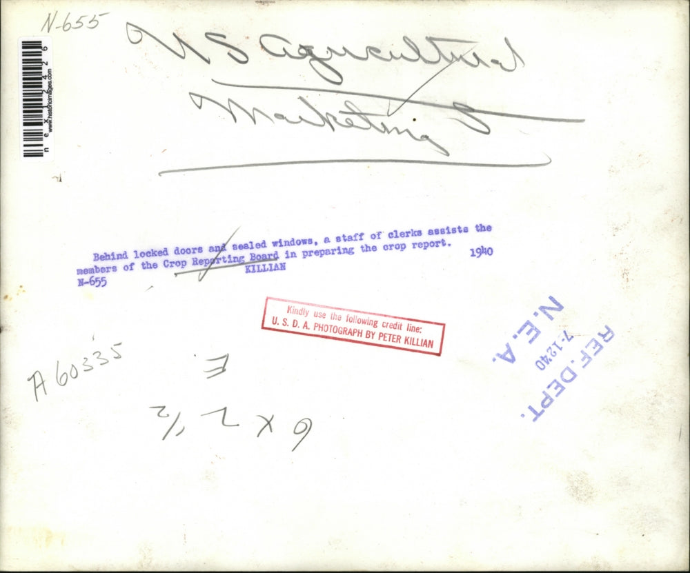 1940 Press Photo Clerk Staff of U.S. Crop Reporting Board, USDA