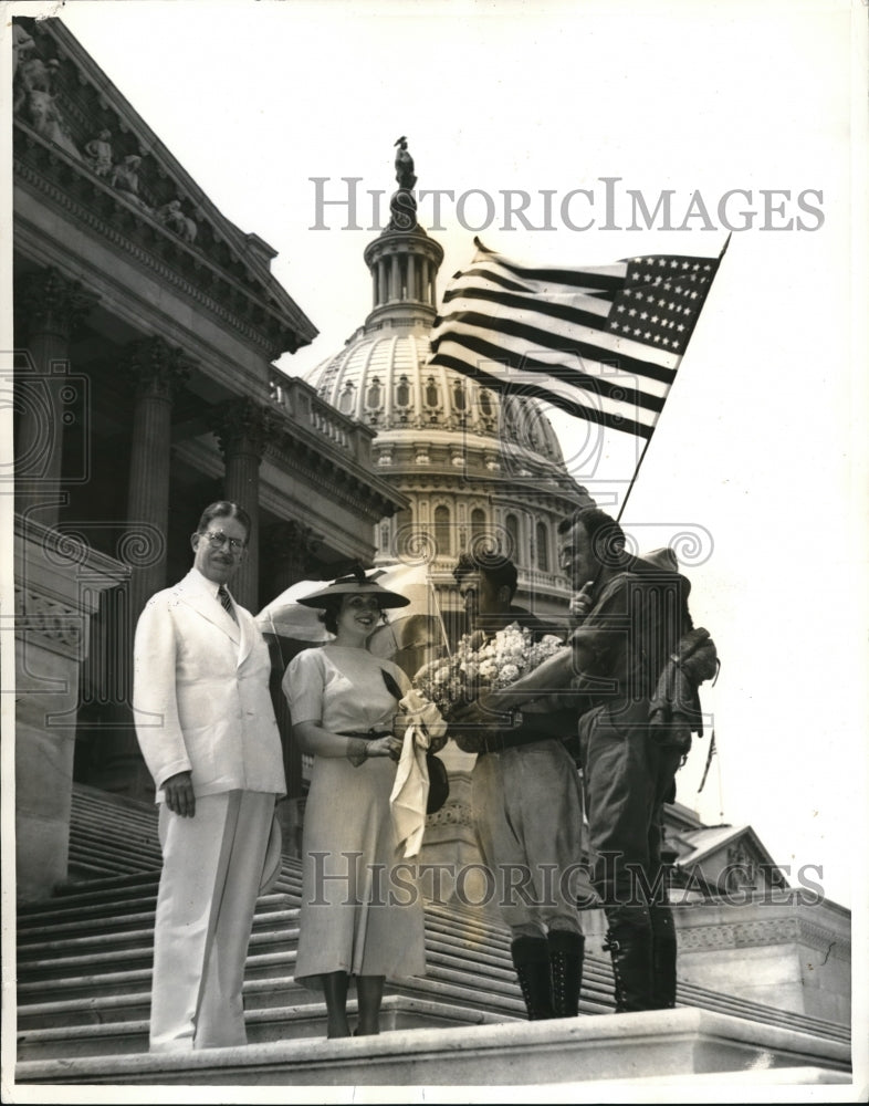 1927 Press Photo Venezuelan Boy Scouts Being Welcomed At The Capital By