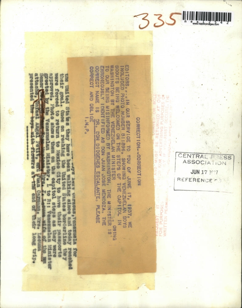 1927 Press Photo Venezuelan Boy Scouts Being Welcomed At The Capital By