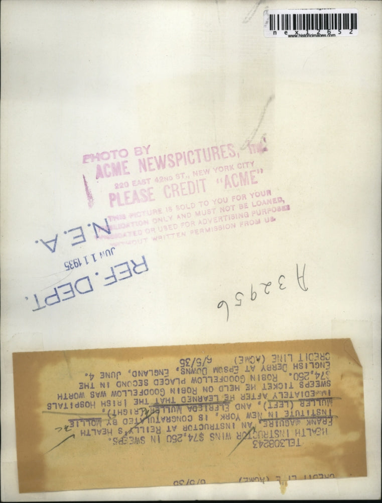 1935 Press Photo Frank Maguire Wins Irish Hospital Sweepstakes Mollie & EMuller