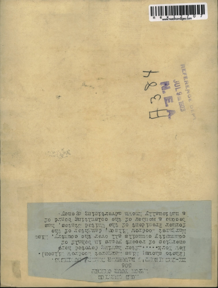 1923 Press Photo Margaret W. Wilson, Daughter of President Woodow in New York