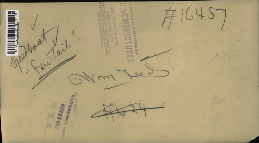 1927 Press Photo Speedboat "Fire Tail" Owned by William Leed on Water