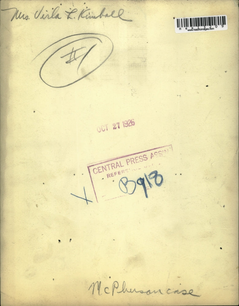 1926 Press Photo Mrs. Virla L. Kimball