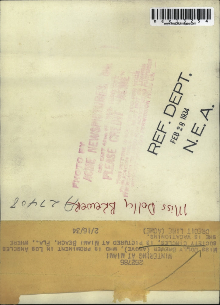 1934 Press Photo Dolly Brewer - nex13254